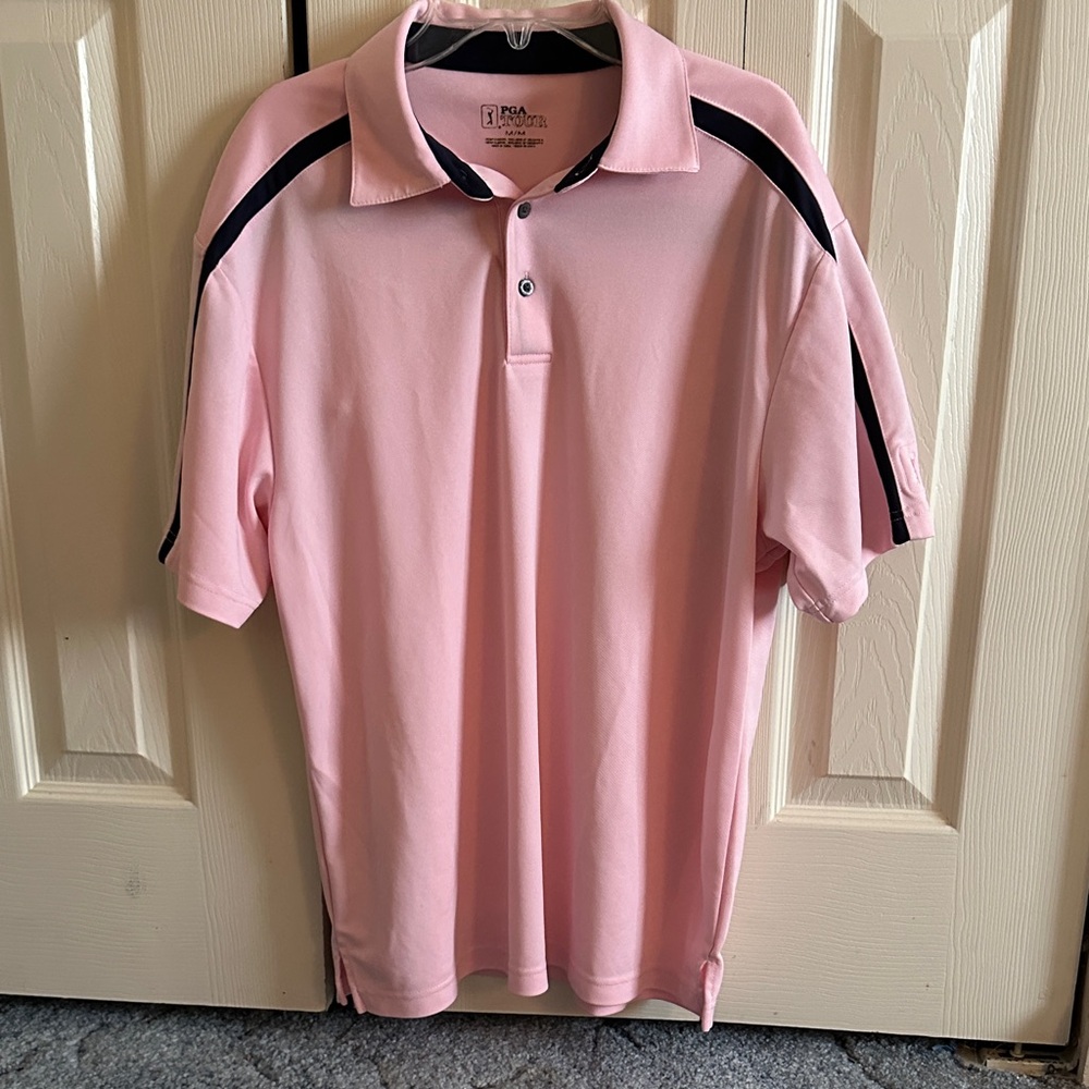 PGA Tour Men's Polo in Pink with Black Details